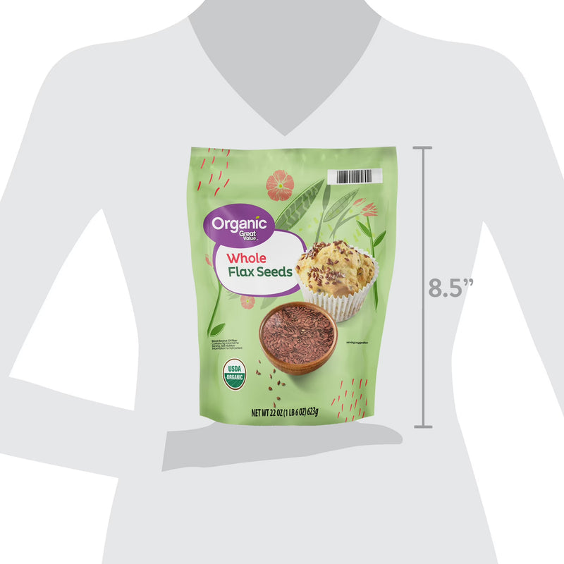 Great Value Organic Whole Flax Seed, 22 oz