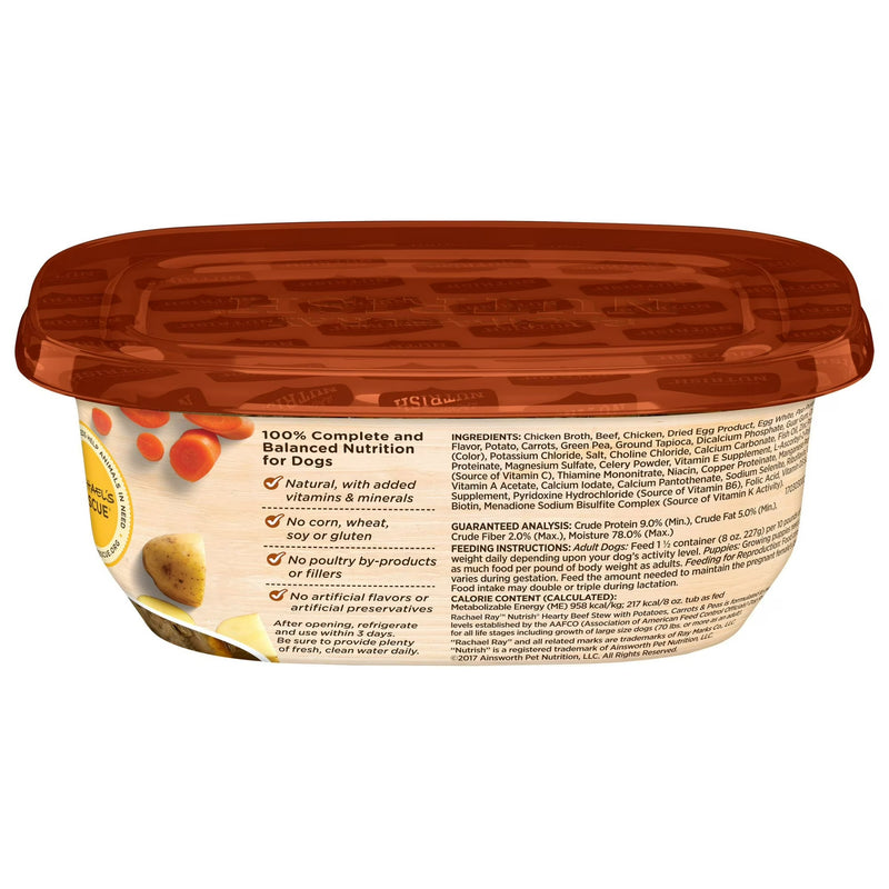 Rachael Ray Nutrish Natural Wet Dog Food, Grain Free, Hearty Beef Stew, 8 oz tub