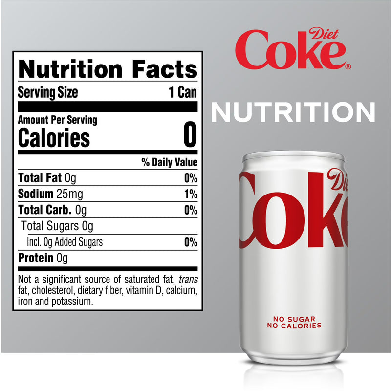 Diet Coke Soda Pop Mini Cans, 7.5 fl oz, 6 Pack