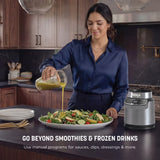 Ninja Nutri Pro Compact Personal Blender, 18-Oz and 24-Oz To-Go Cups & Spout Lids, Auto-iQ Technology, Smoothies, Crush, BN400 Stone Silver