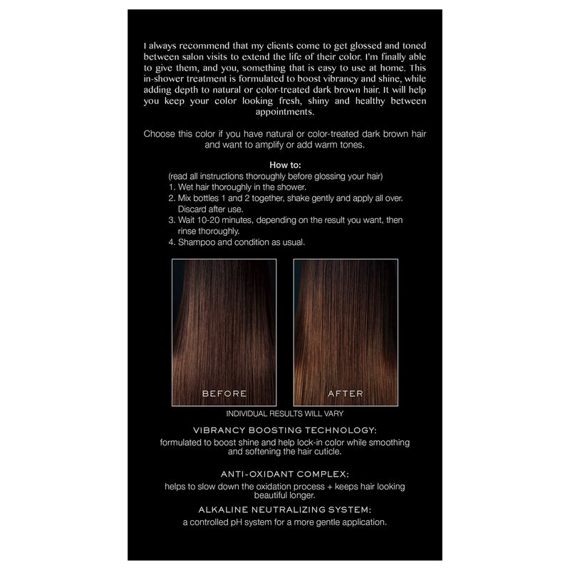 Kristin Ess Hair Gloss in Chocolate Cosmo Dark Golden Brown - 4 Week Semi Permanent Hair Color for Women - Shine - Hair Dye Glaze