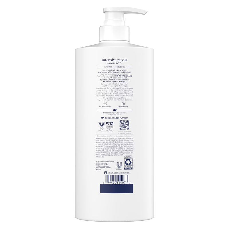 Dove Shampoo for Damaged Hair Intensive Repair with Bio-Protein Care Technology and Amino Serum, 28 fl oz