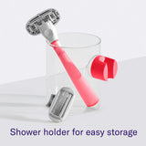 Flamingo Women's Razor Shaving Set with Razor Handle and 5-Blade Razor Cartridge, Pink, 3 Piece