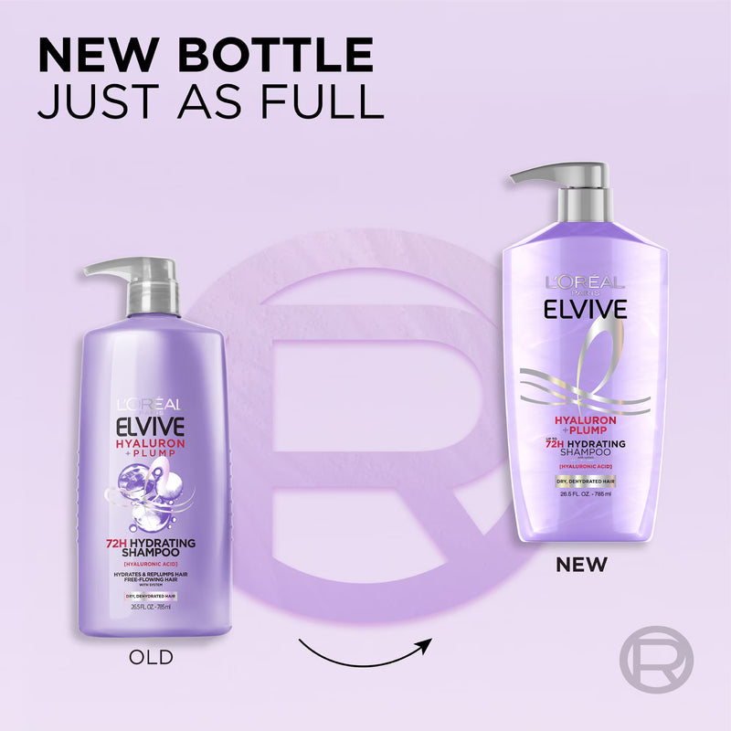 L'Oreal Paris Elvive Hyaluron Plump Squeeze Hydrating Shampoo, Moisturizing