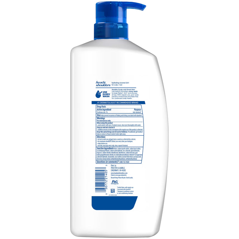 Head and Shoulders 2 in 1 Dandruff Shampoo and Conditioner, Hydrating Coconut, 28.2 fl oz