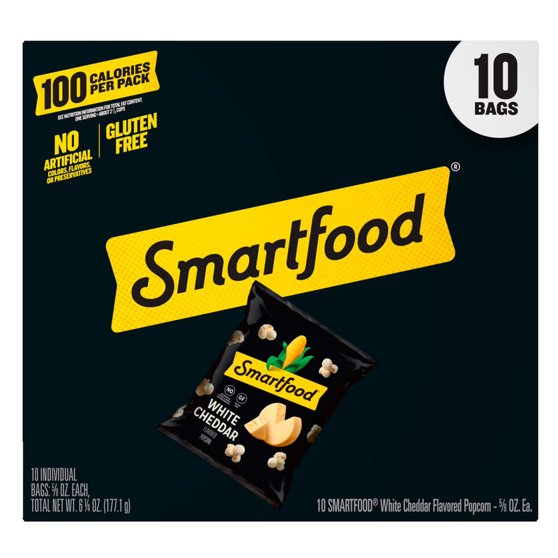 Smartfood Popcorn White Cheddar Flavored Popcorn Snacks, 0.625 oz Bags, 10 Count Multipack