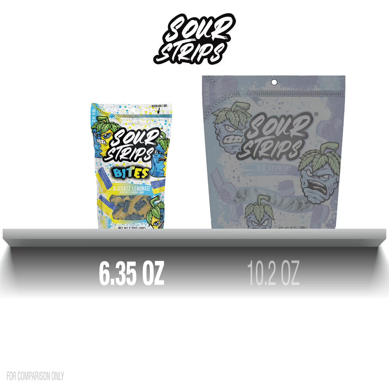 SOUR STRIPS Bites Bluerazz Lemonade Flavored Chewy, Candy Bag, 6.35 oz