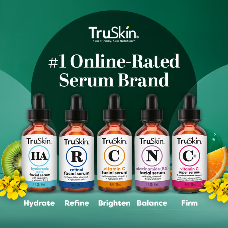 TruSkin Vitamin C Facial Serum, Anti-Aging Blend for Brighter-Looking Skin with Soothing Squalane, 1 fl oz