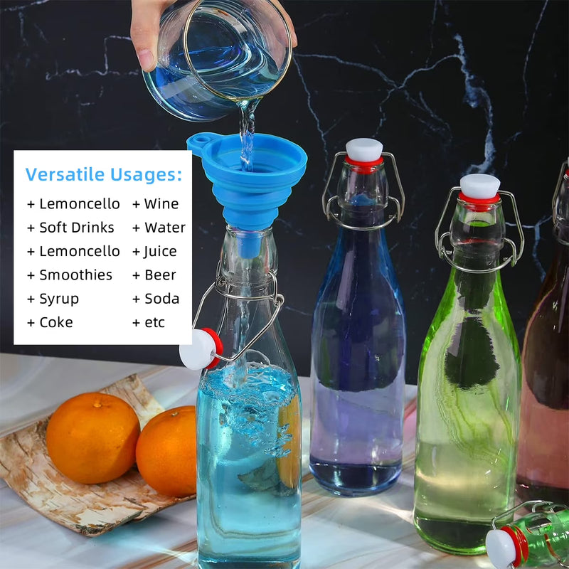 GPED 8.5 oz Swing Top Glass Bottles, 8 Pack Flip Top Beer Brewing Bottles with Airtight Rubber Seal Flip Caps for Fermentation, Kombucha, Vanilla Extract, Juice, Tea, Wine, Soda - Bonus 2 Pourers