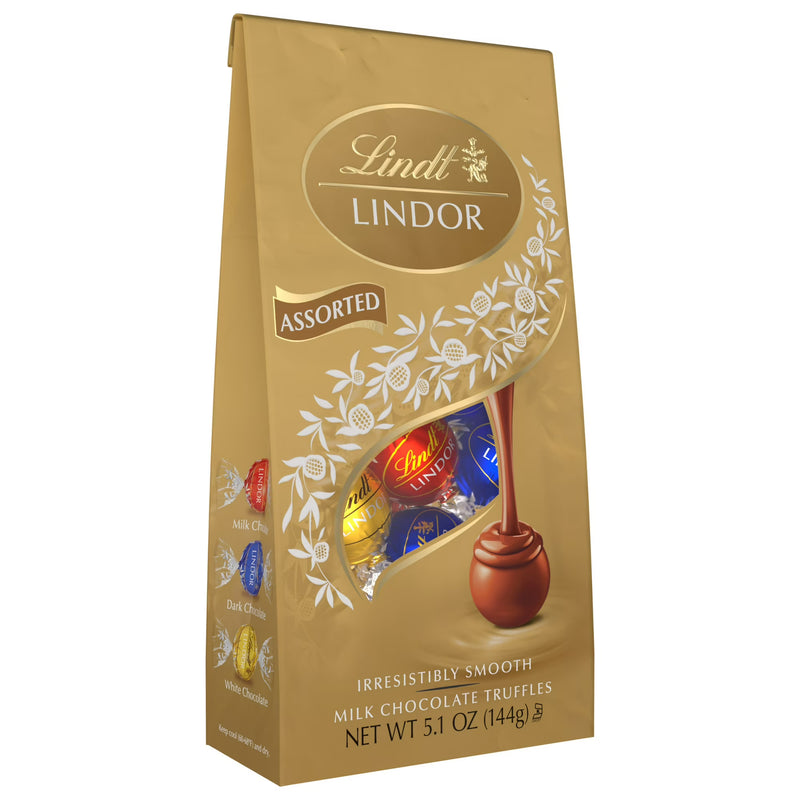 Lindt Lindor Assorted Chocolate Candy Truffles, 5.1 oz, Bag