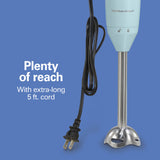 Hamilton Beach 2 Speed Immersion Blender with Stainless Steel Blending Wand and Whisk, Ice Blue