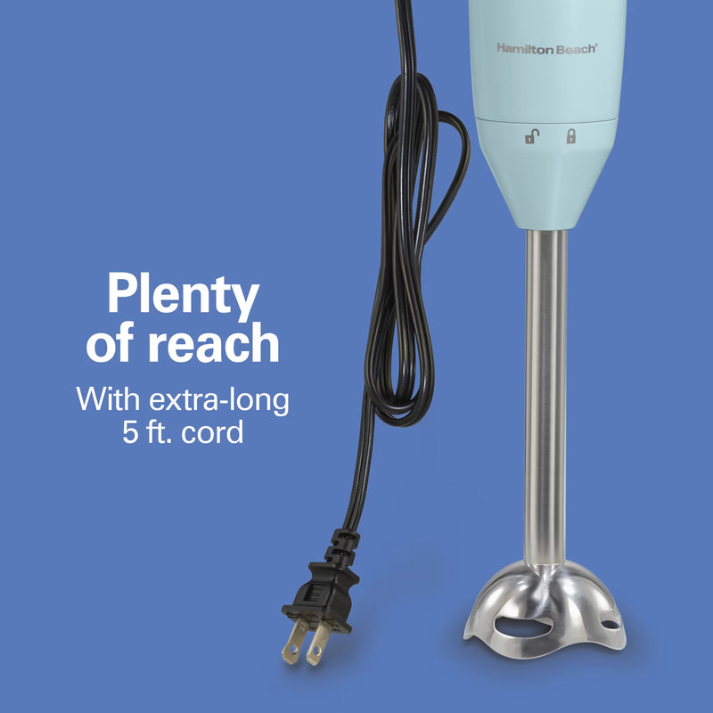Hamilton Beach 2 Speed Immersion Blender with Stainless Steel Blending Wand and Whisk, Ice Blue