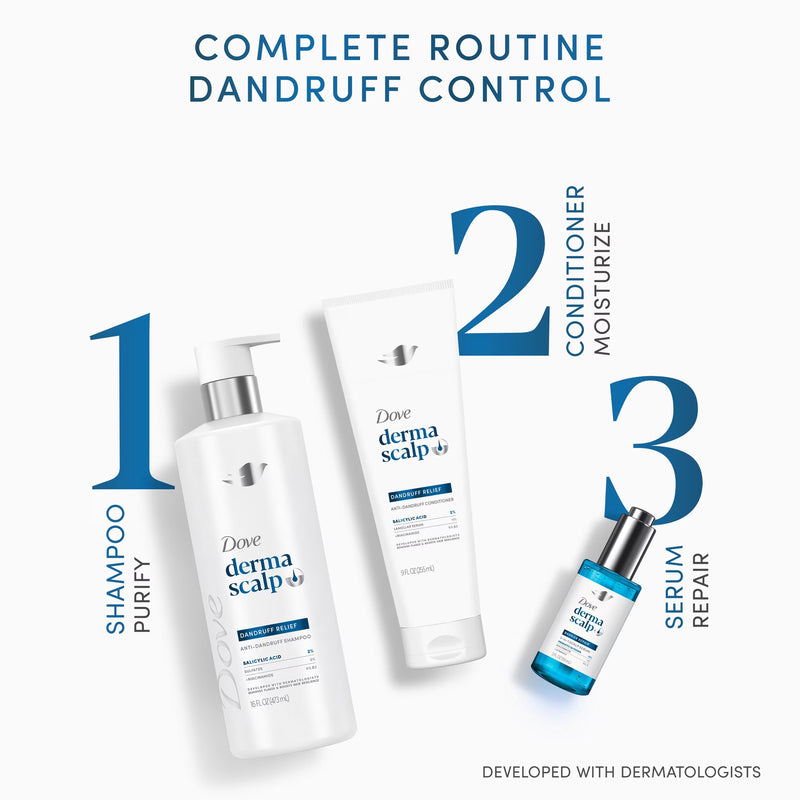 Dove Derma Scalp Dandruff Relief Conditioner With Salicylic Acid, Lamellar Serum And Niacinamide Dandruff Relief For Removing Flakes & Boosting Hair Resilience ,9 fl oz 1 Count