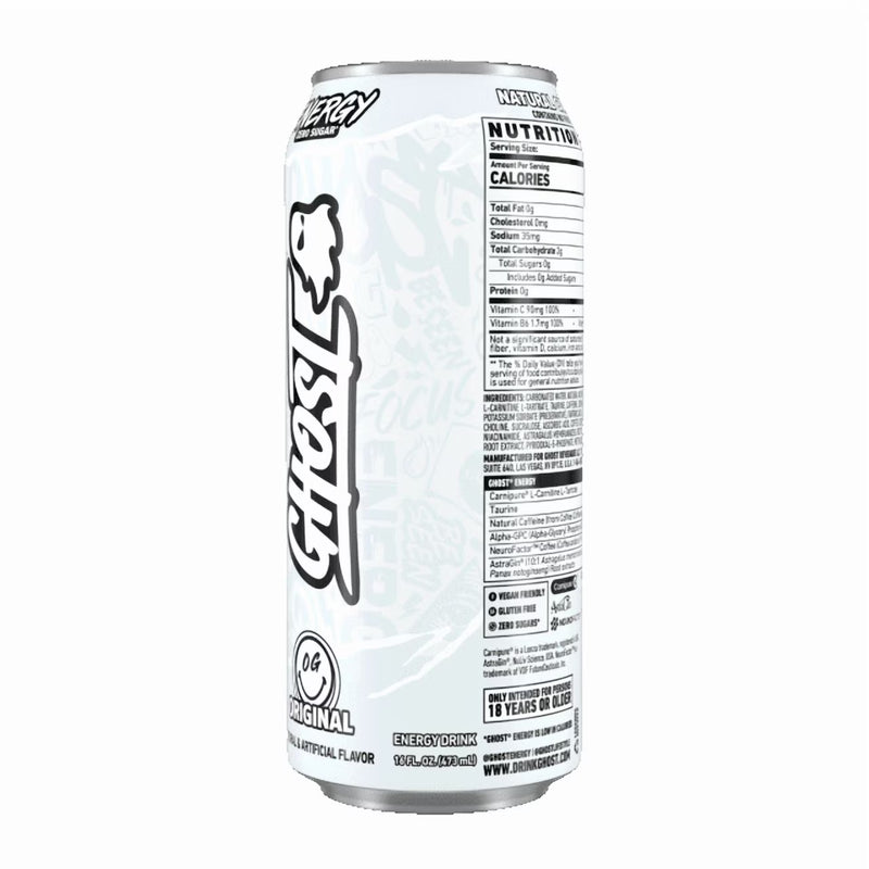 GHOST® ENERGY Zero Sugars Energy Drink, Original Flavor, 200mg Natural Caffeine, 16 fl oz, 12 Pack Cans
