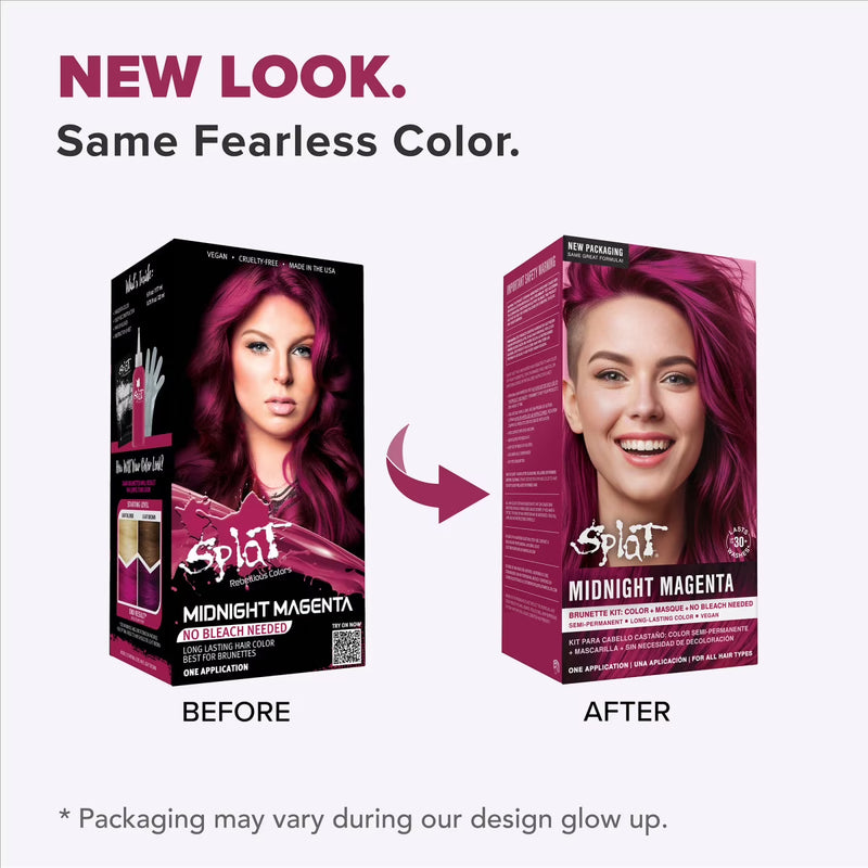 Splat Midnight Magenta Hair Dye Kit, Semi-Permanent Dark Pink Hair Color for Brunettes, Vegan