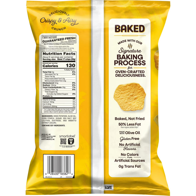 Baked Lay’s 50% Less Fat Original Potato Chips Bag, 6.25 oz