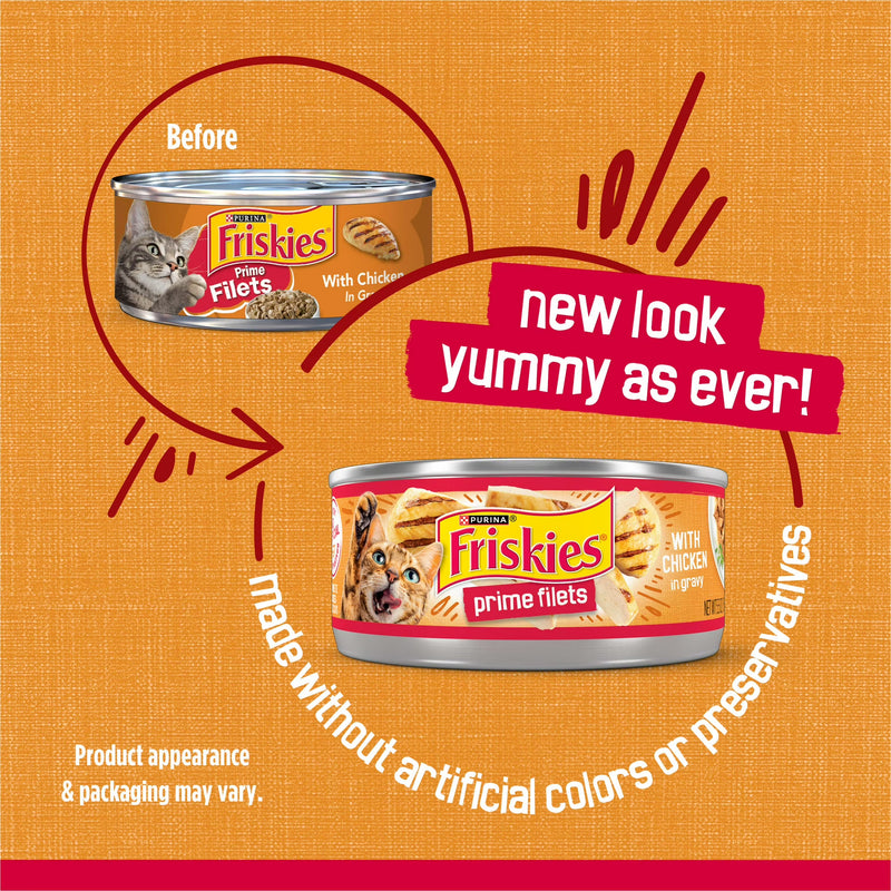 Purina Friskies Prime Filet, Chicken in Gravy, Wet Cat Food, 5.5 oz Can