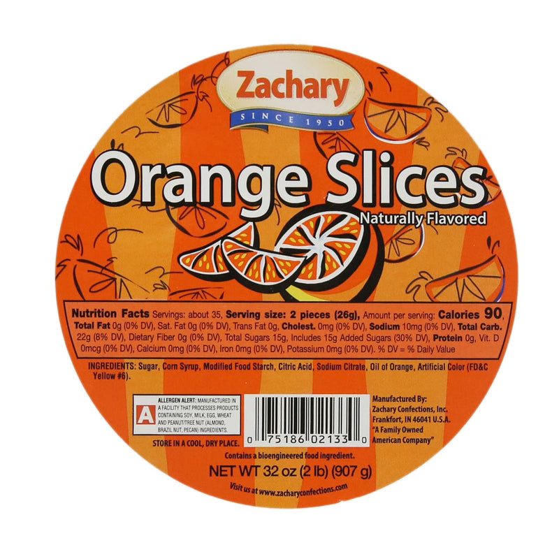 Zachary Orange Slices Jelly Candy, 32 oz. Tub