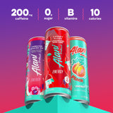 Alani Nu Sugar Free Energy Drink, Variety Pack, Cherry Slush, Juicy Peach, Hawaiian Shaved Ice, 12 fl oz, 12 Pack, Cans, 200mg Caffeine