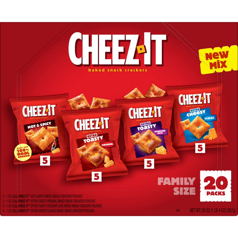 Cheez-It Variety Pack Baked Snack Crackers, Lunch Snacks, 20 Count