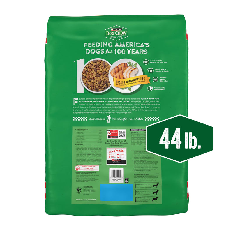 Purina Dog Chow Complete, Dry Dog Food for Adult Dogs High Protein, Real Chicken, 44 lb Bag