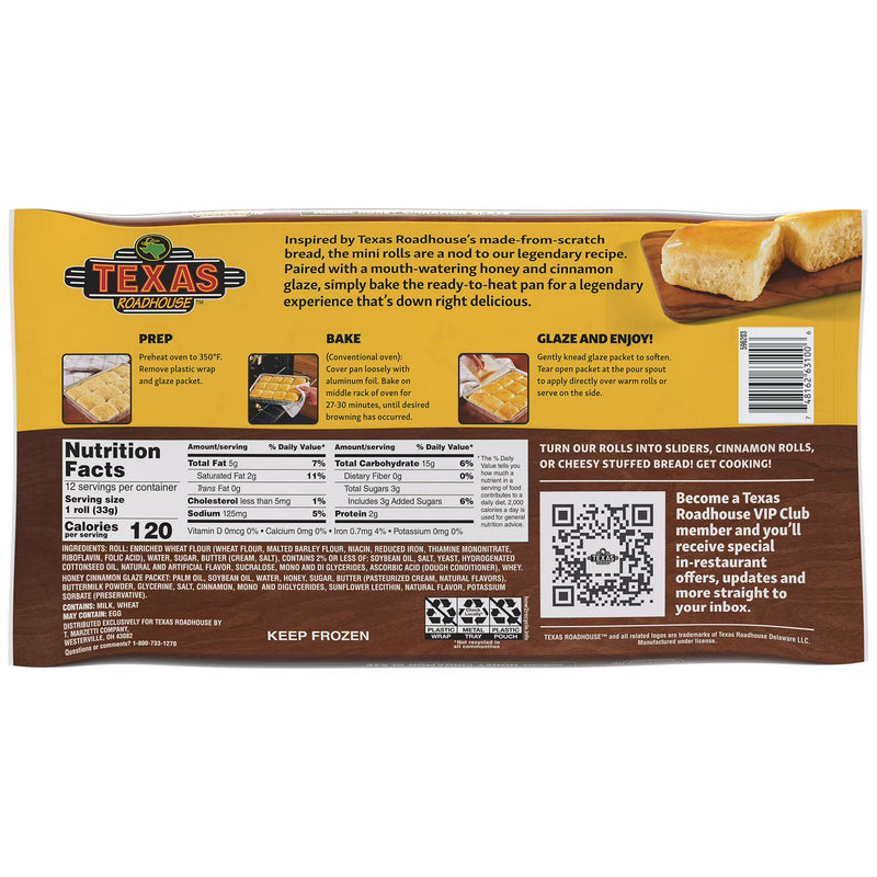 Texas Roadhouse Mini Rolls with Honey Cinnamon Glaze, 12 Count