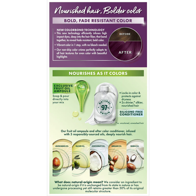 Garnier Nutrisse Ultra Nourishing Unisex Hair Color Highlights Creme, V2 Dark Intense Violet, 1 Kit