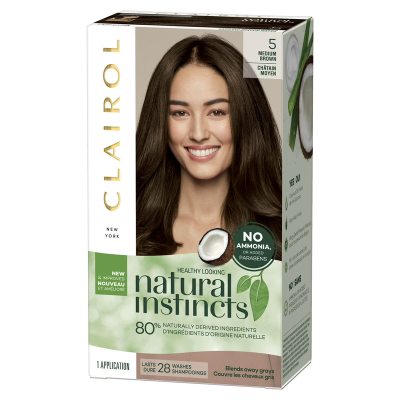 Clairol Natural Instincts Demi-Permanent Hair Color Crème 5 Medium Brown, 1 Application